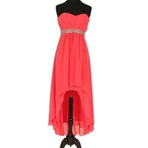 Coral High Low Prom Dress